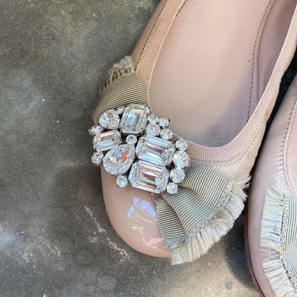 Miu Miu ballet flats light pink with rhinestones size 38 patent leather - Picture 3 of 7